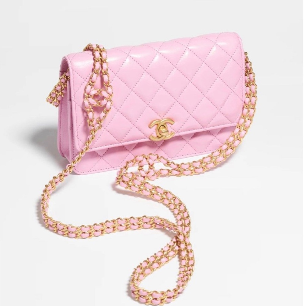 Chanel Wallet on Chain (Pink) double chain with Chanel Logo - Picture 6 of 8